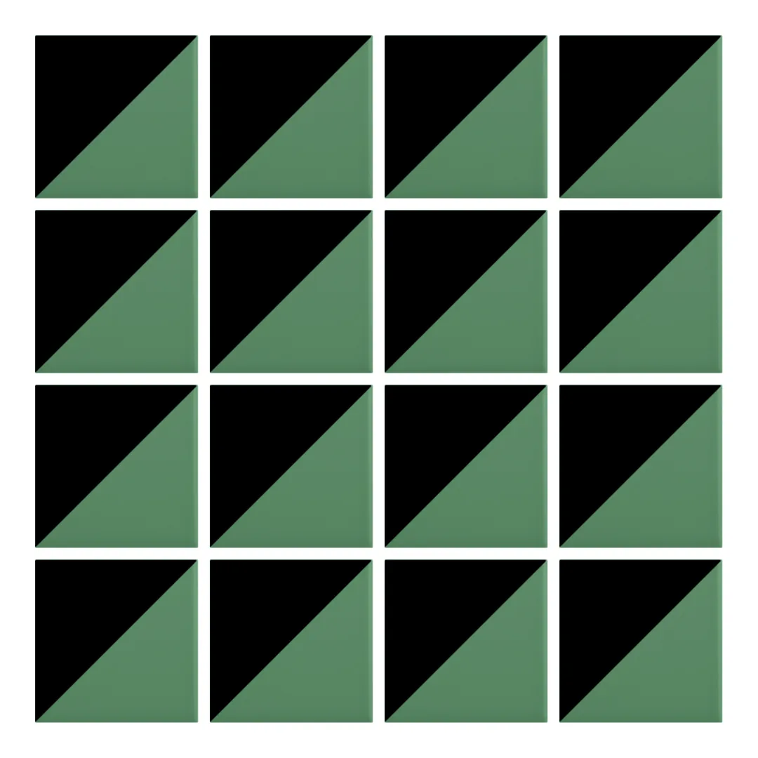 Patrón 1 de colocación de Azulejo Trigone Color 10x10 Verde Mate
