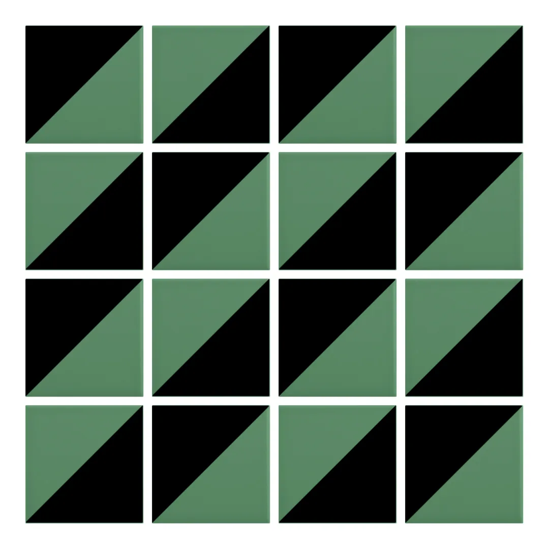 Patrón 2 de colocación de Azulejo Trigone Color 10x10 Verde Mate