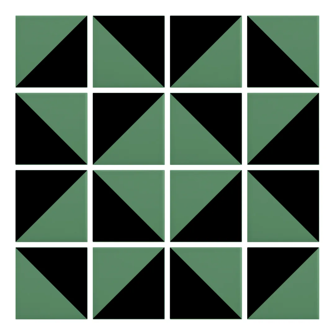 Patrón 3 de colocación de Azulejo Trigone Color 10x10 Verde Mate