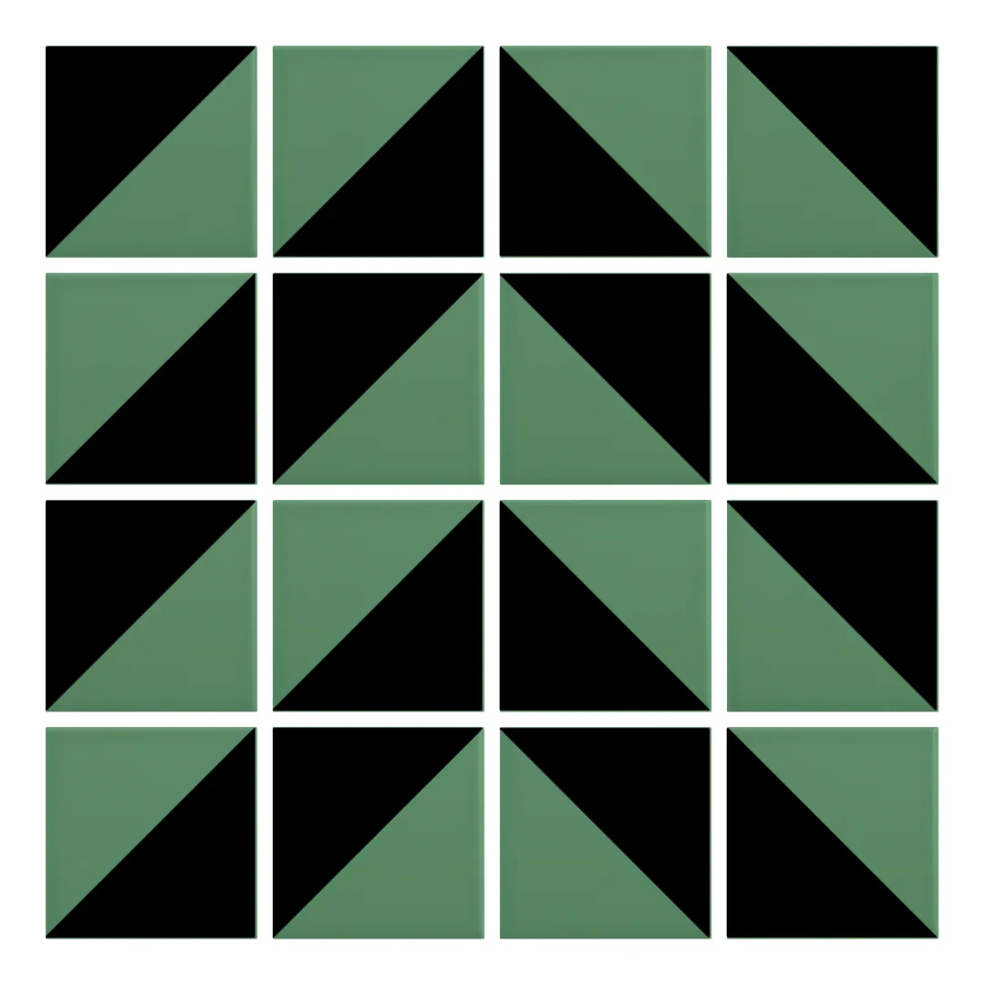 Patrón 4 de colocación de Azulejo Trigone Color 10x10 Verde Mate