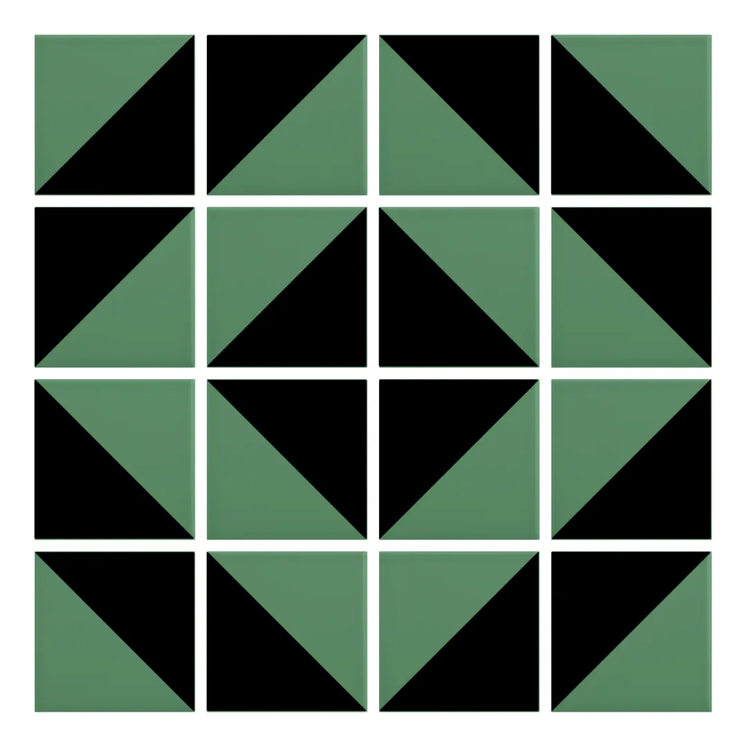 Patrón 5 de colocación de Azulejo Trigone Color 10x10 Verde Mate