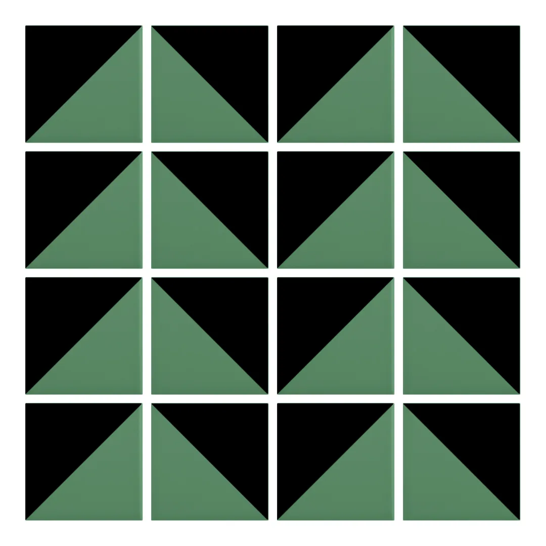 Patrón 6 de colocación de Azulejo Trigone Color 10x10 Verde Mate