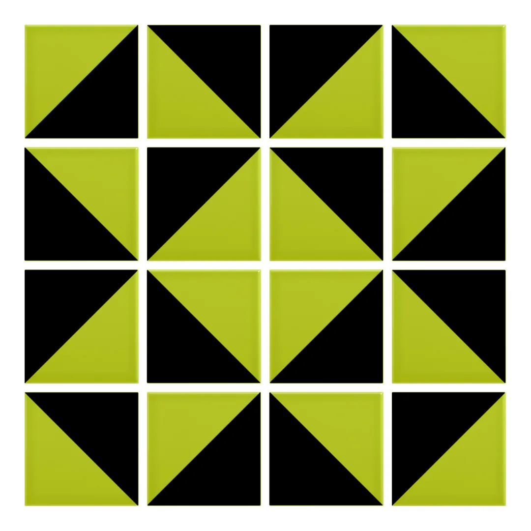 Patrón 3 de colocación de Azulejo Trigone Color 10x10 Verde Musgo Brillo