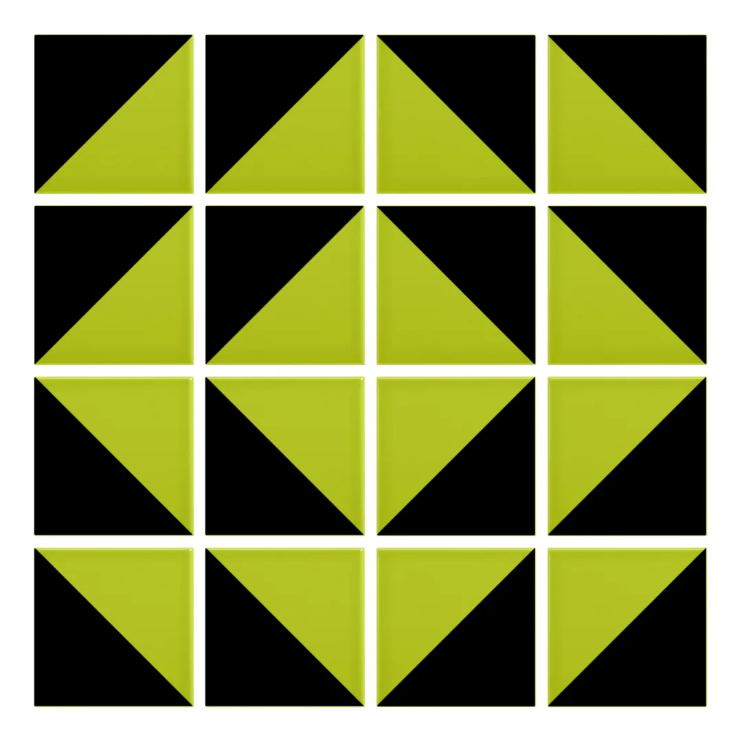 Patrón 7 de colocación de Azulejo Trigone Color 10x10 Verde Musgo Brillo