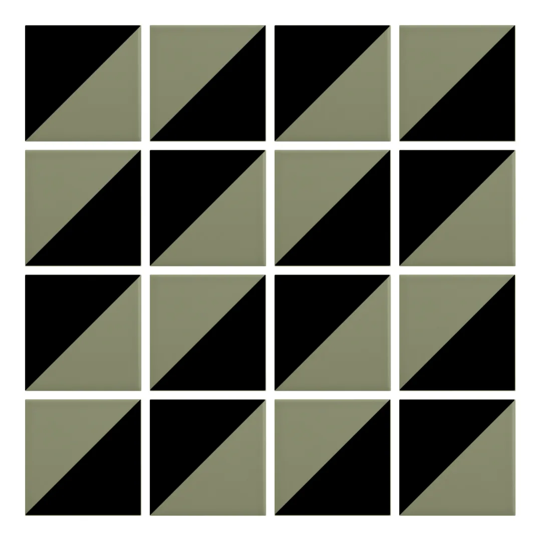 Patrón 2 de colocación de Azulejo Trigone Color 10x10 Verde Oliva Mate