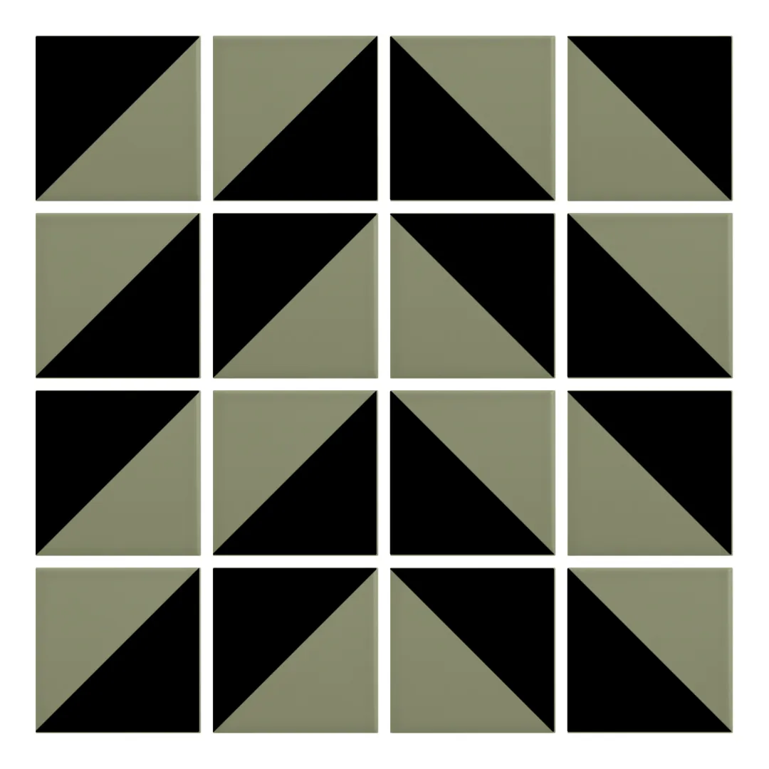 Patrón 4 de colocación de Azulejo Trigone Color 10x10 Verde Oliva Mate