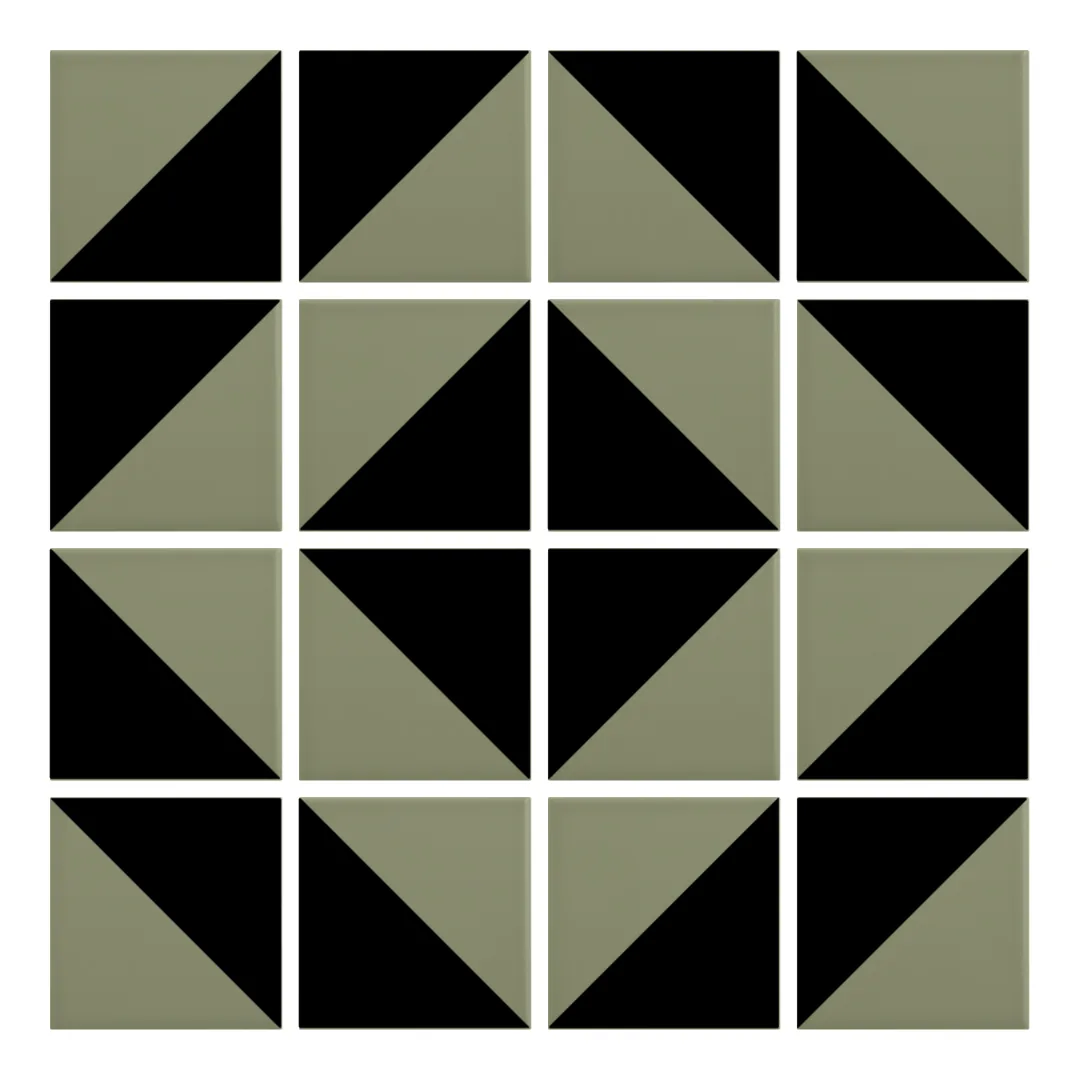 Patrón 5 de colocación de Azulejo Trigone Color 10x10 Verde Oliva Mate