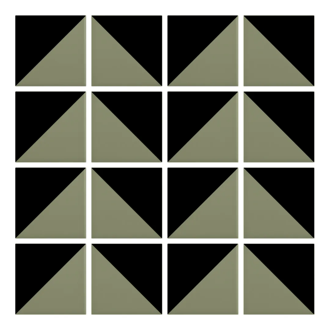 Patrón 6 de colocación de Azulejo Trigone Color 10x10 Verde Oliva Mate