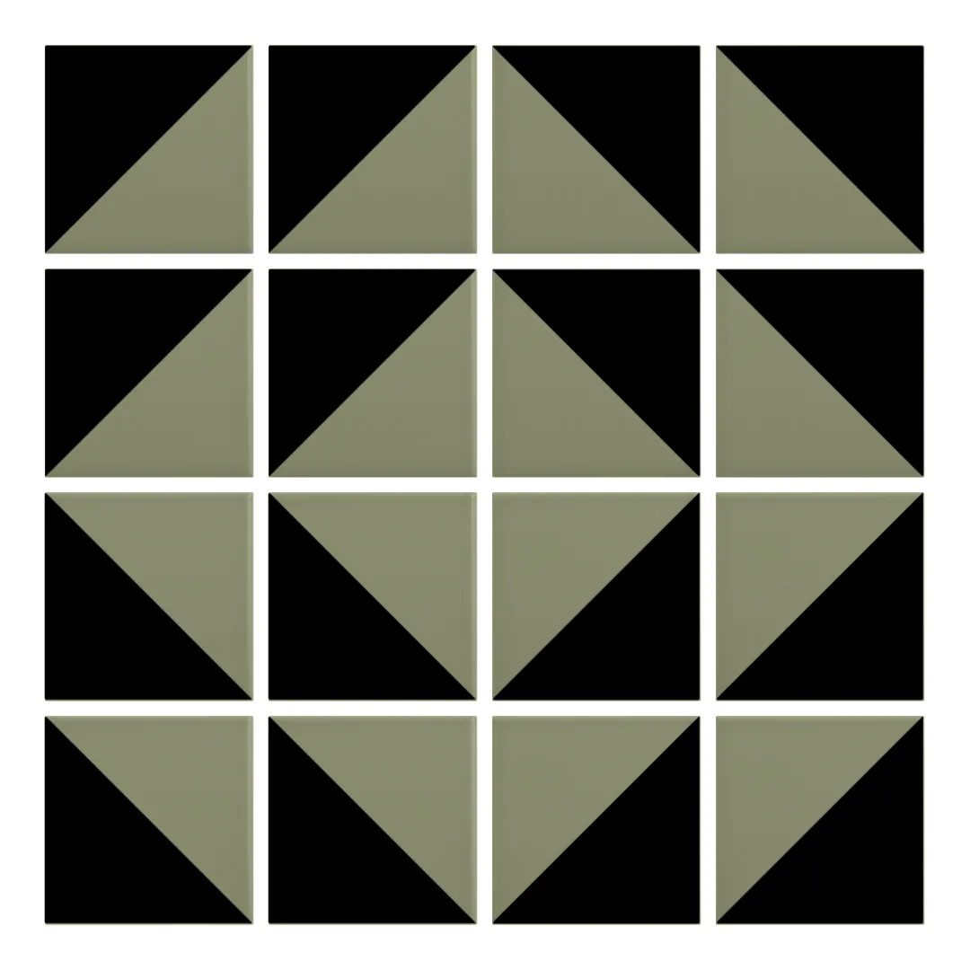 Patrón 7 de colocación de Azulejo Trigone Color 10x10 Verde Oliva Mate
