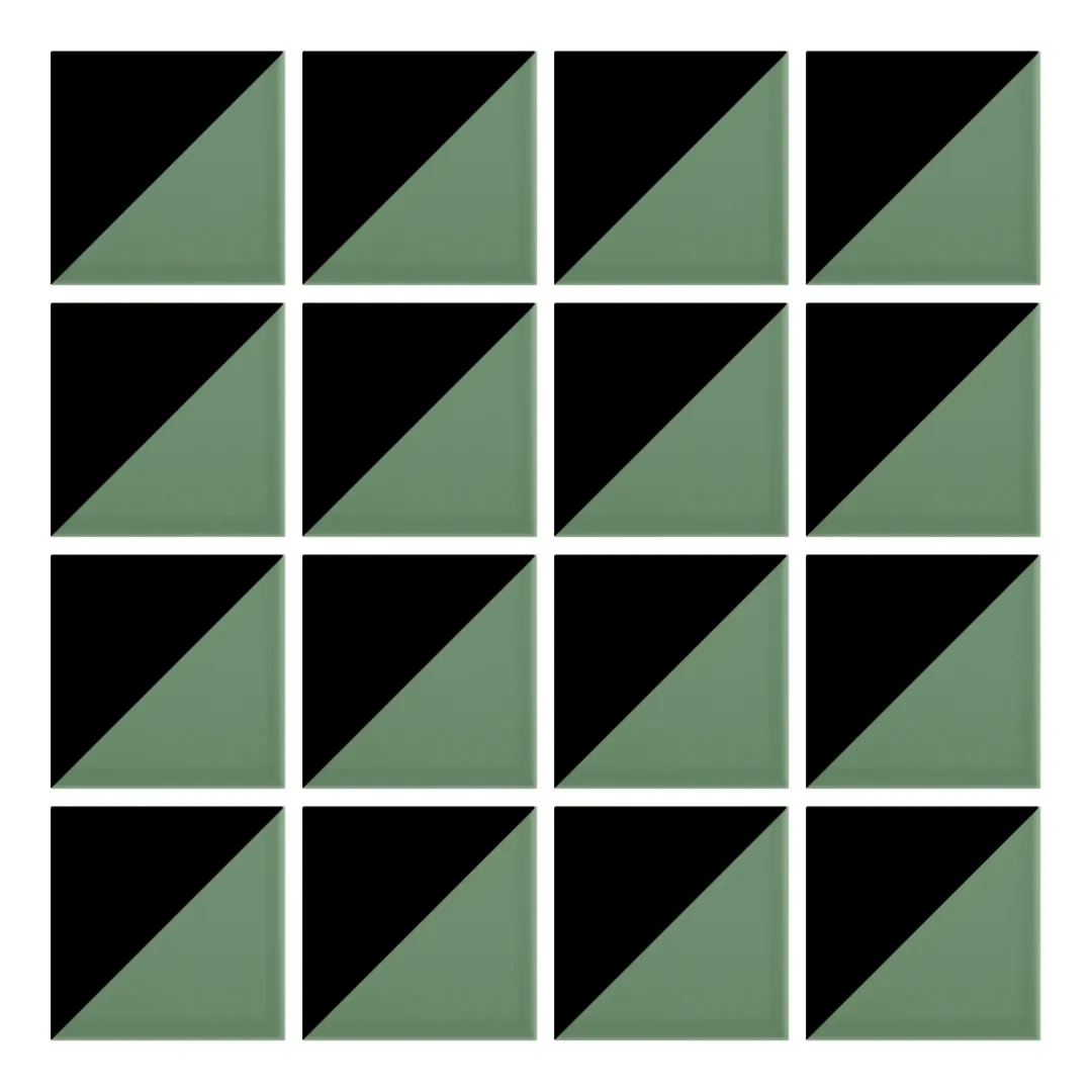 Patrón 1 de colocación de Azulejo Trigone Color 10x10 Verde Oscuro Brillo