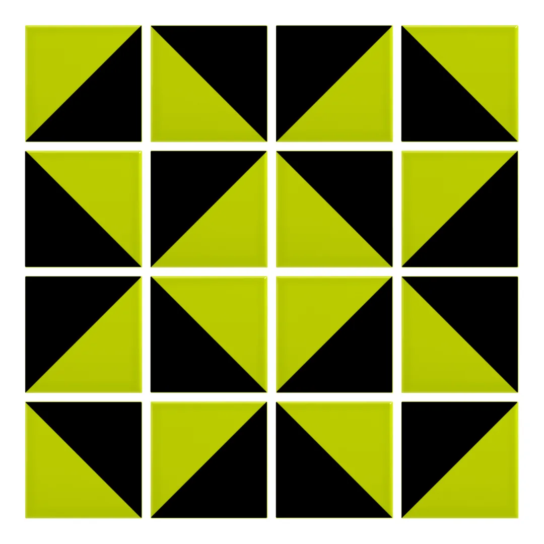 Patrón 3 de colocación de Azulejo Trigone Color 10x10 Verde Pistacho Brillo