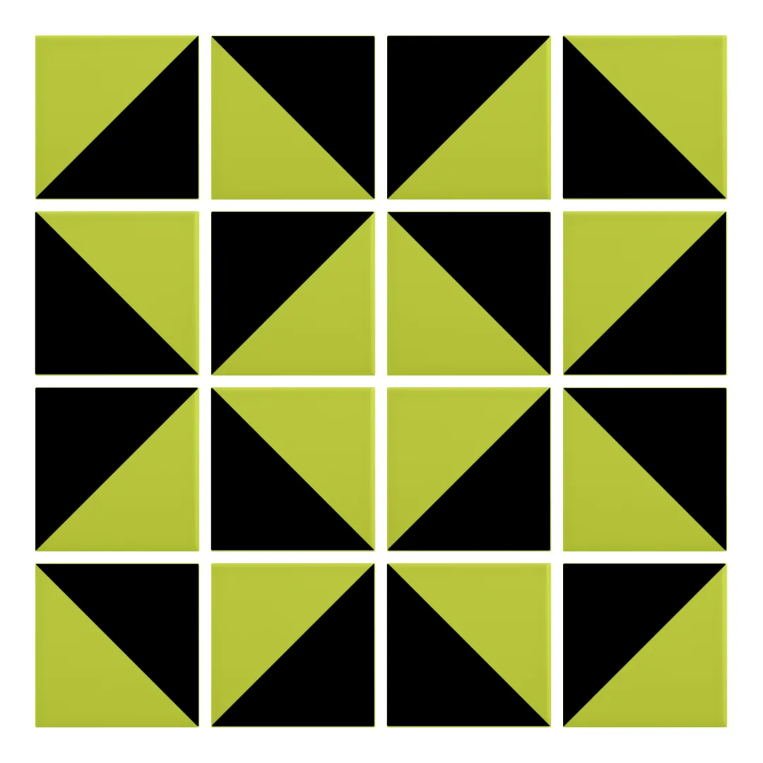 Patrón 3 de colocación de Azulejo Trigone Color 10x10 Verde Pistacho Mate