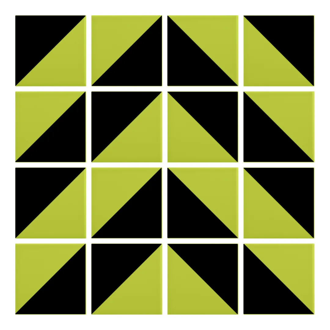 Patrón 4 de colocación de Azulejo Trigone Color 10x10 Verde Pistacho Mate