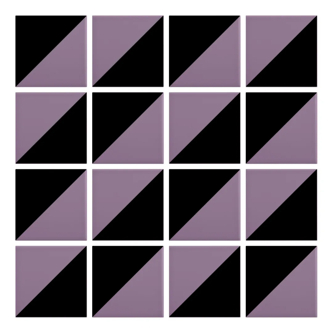 Patrón 2 de colocación de Azulejo Trigone Color 10x10 Violeta Mate