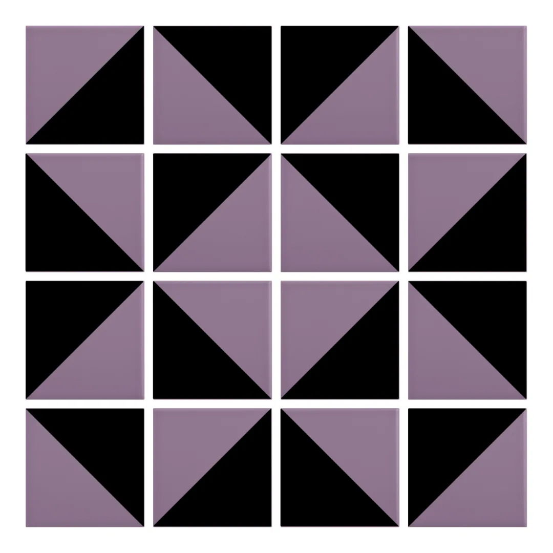 Patrón 3 de colocación de Azulejo Trigone Color 10x10 Violeta Mate