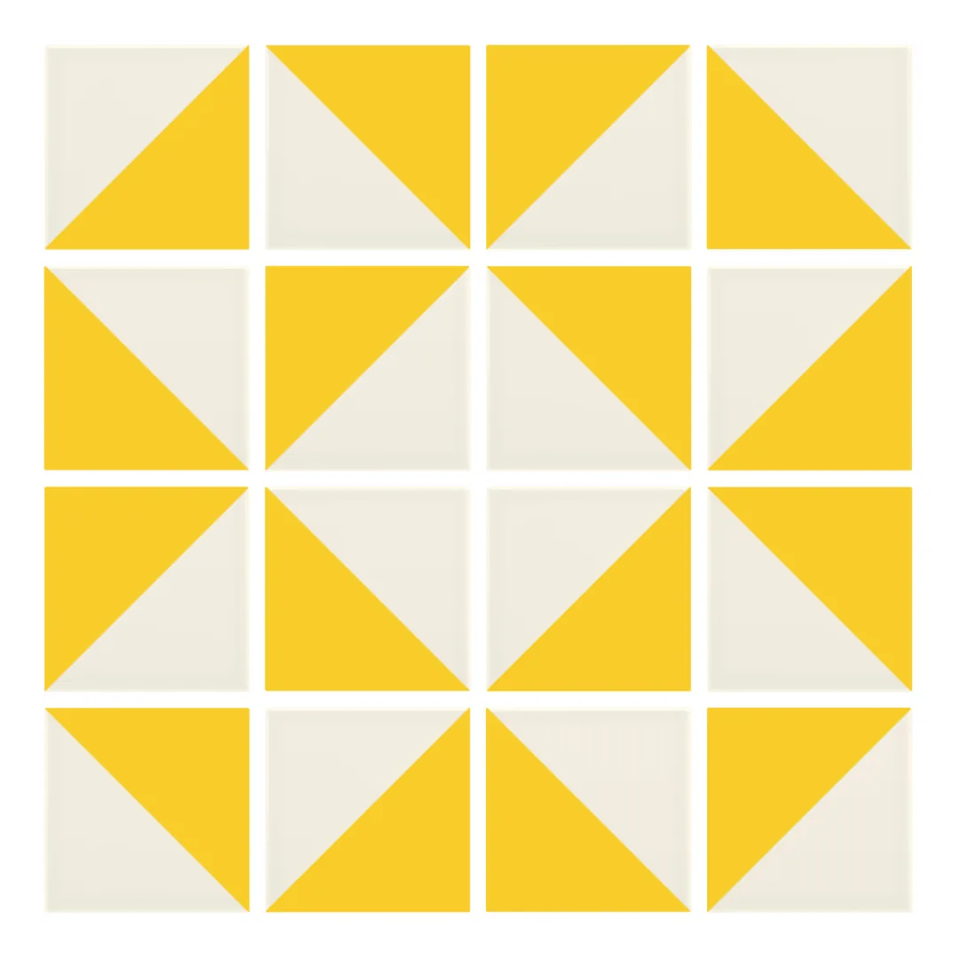 Patrón 3 de colocación de Azulejo Trigone Crema 10x10 Amarillo Brillo