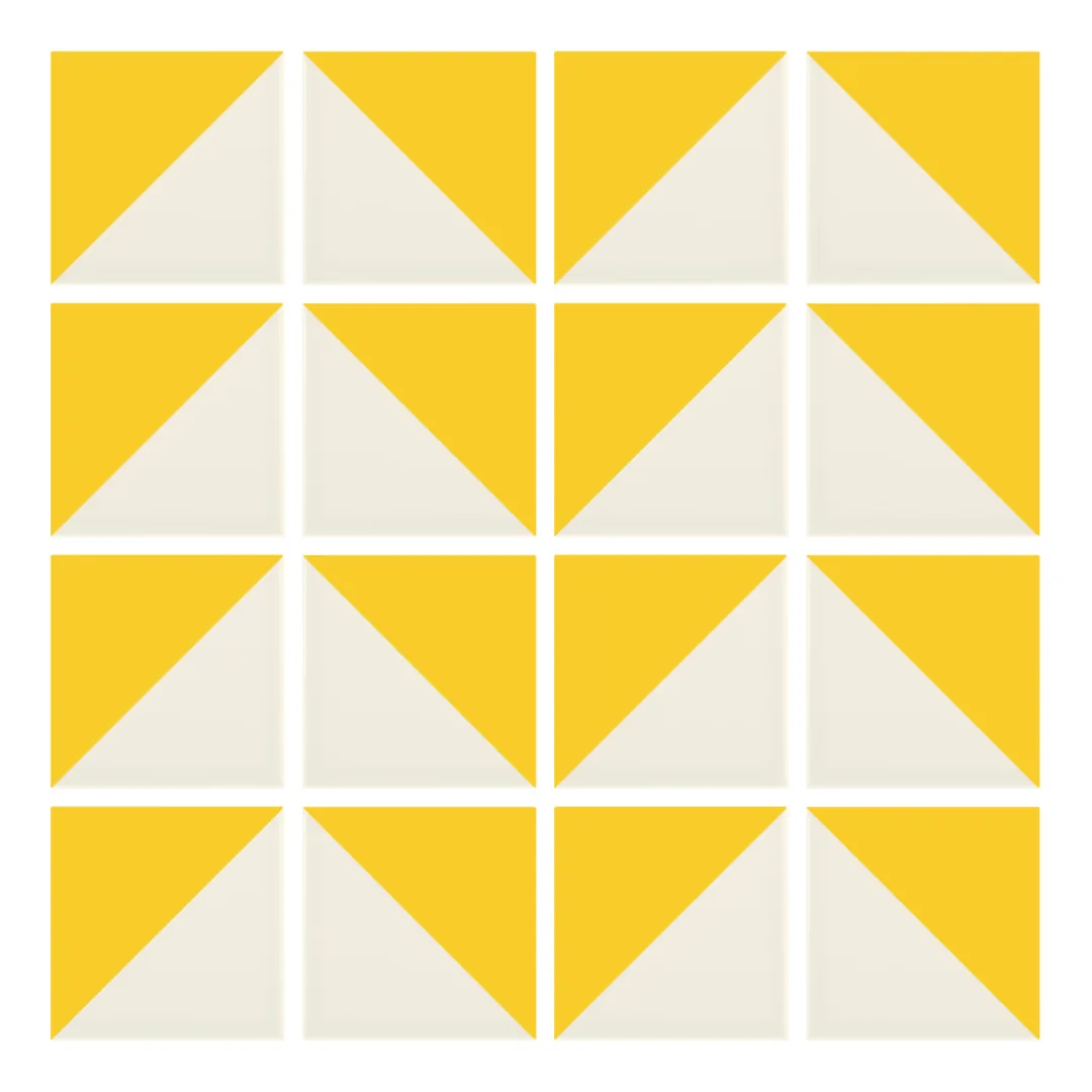 Patrón 6 de colocación de Azulejo Trigone Crema 10x10 Amarillo Brillo