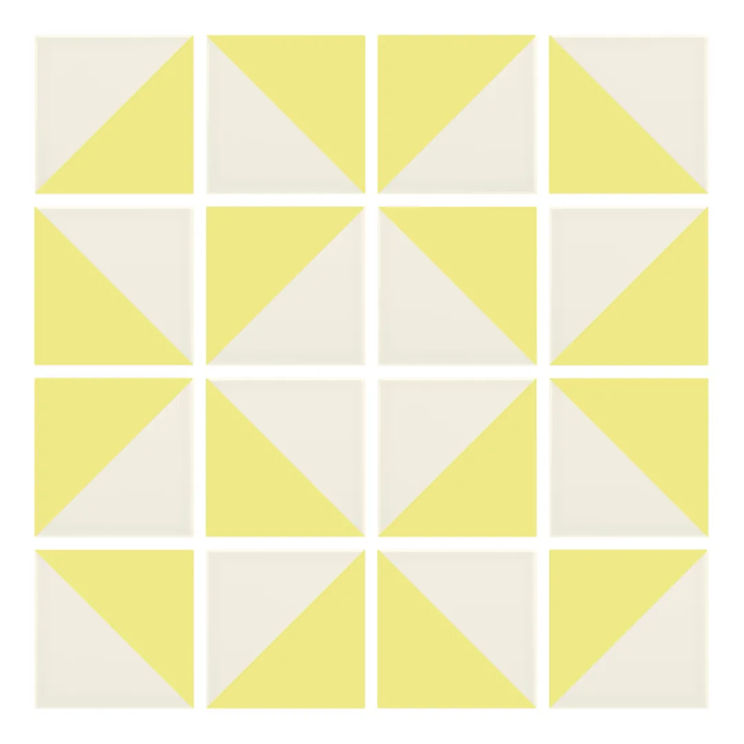 Patrón 3 de colocación de Azulejo Trigone Crema 10x10 Amarillo Limón Mate