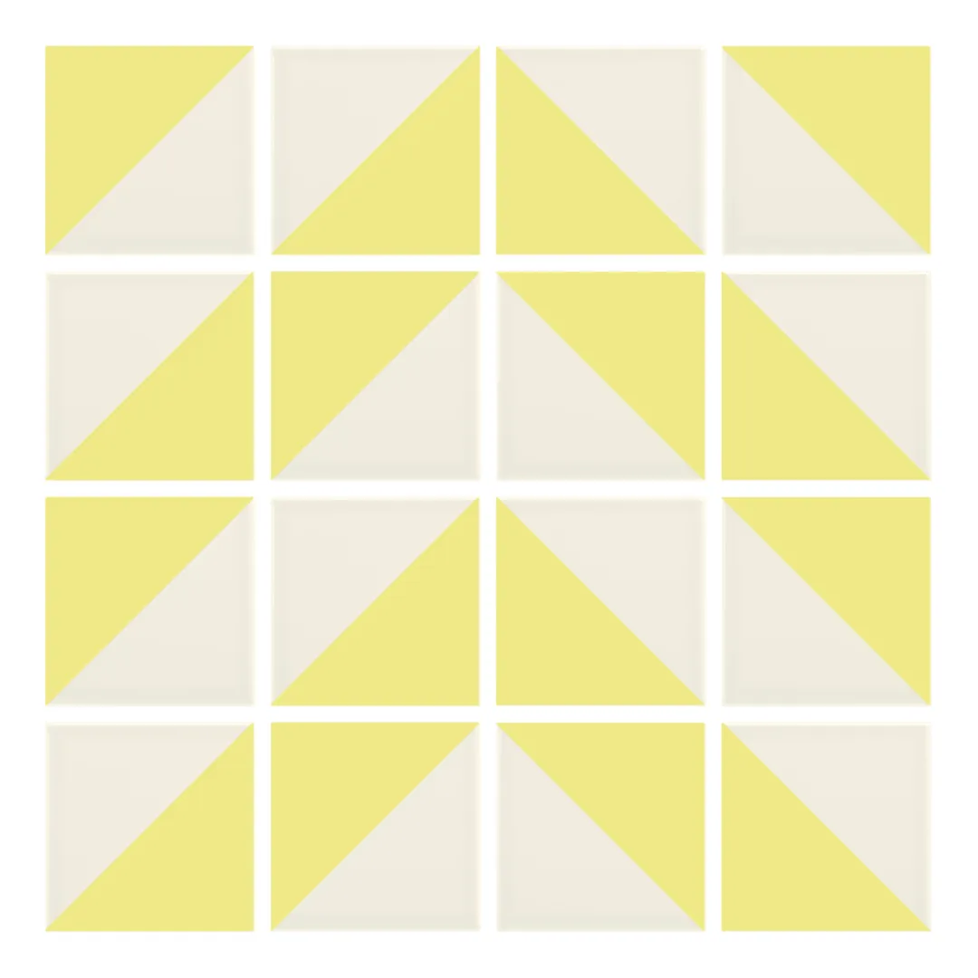 Patrón 4 de colocación de Azulejo Trigone Crema 10x10 Amarillo Limón Mate