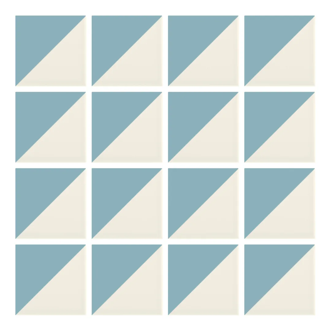 Patrón 1 de colocación de Azulejo Trigone Crema 10x10 Azul Bebé Brillo