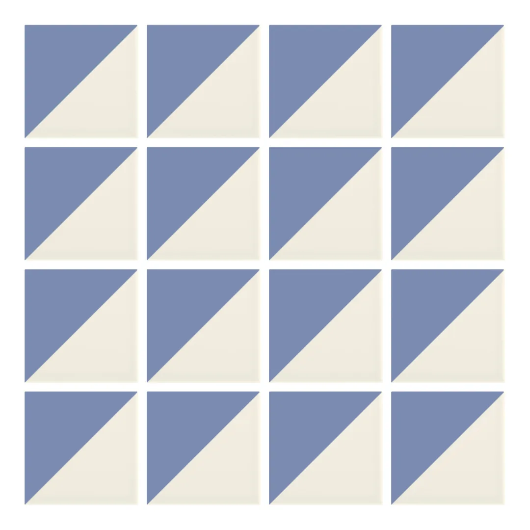 Patrón 1 de colocación de Azulejo Trigone Crema 10x10 Azul Cielo Mate