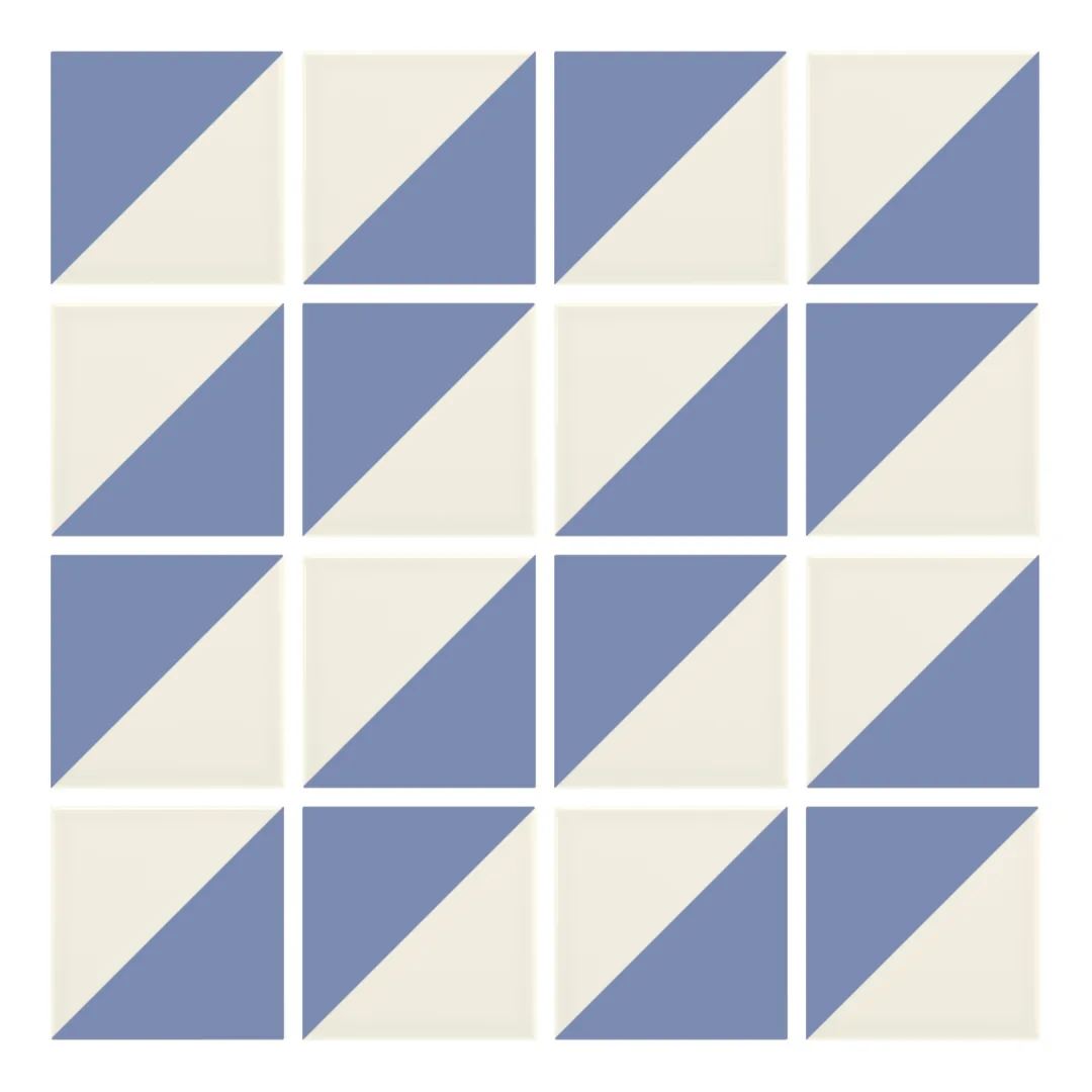 Patrón 2 de colocación de Azulejo Trigone Crema 10x10 Azul Cielo Mate