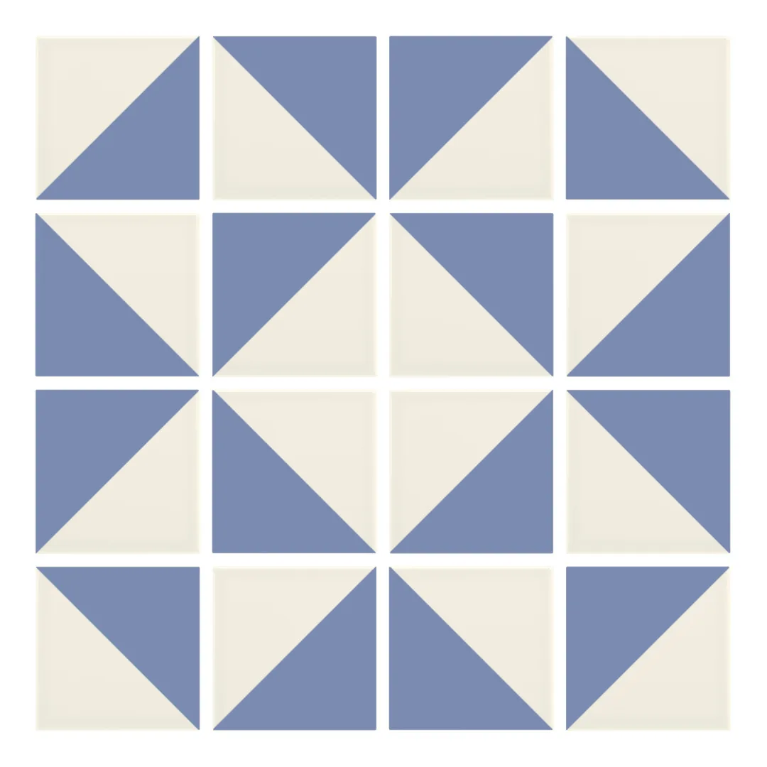 Patrón 3 de colocación de Azulejo Trigone Crema 10x10 Azul Cielo Mate