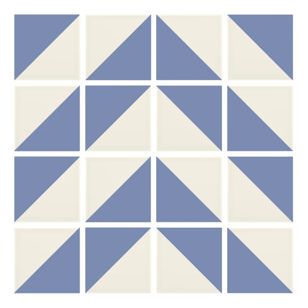 Patrón 4 de colocación de Azulejo Trigone Crema 10x10 Azul Cielo Mate
