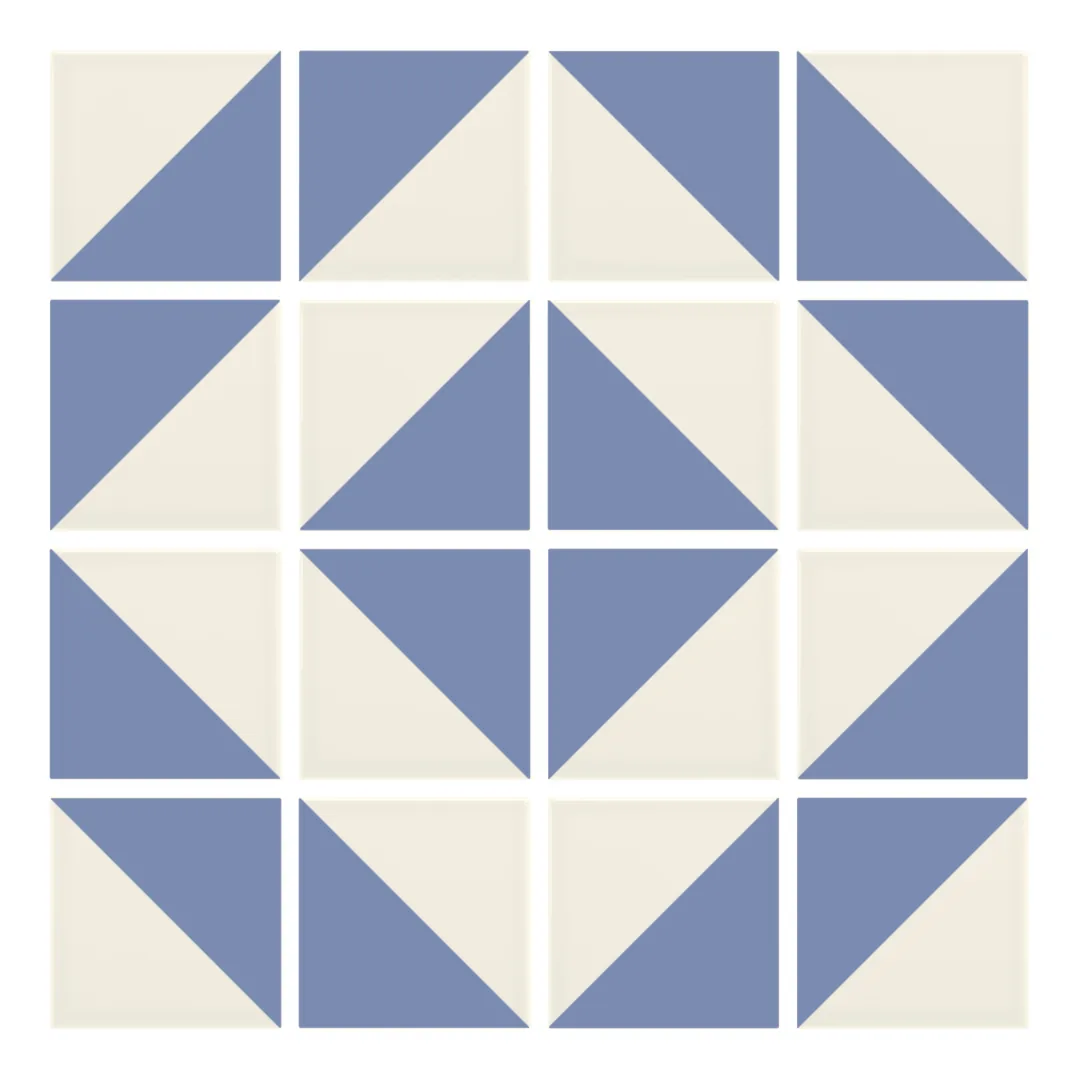 Patrón 5 de colocación de Azulejo Trigone Crema 10x10 Azul Cielo Mate