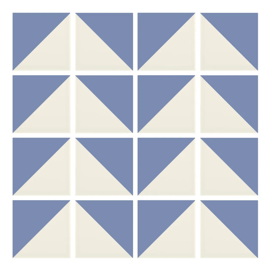 Patrón 6 de colocación de Azulejo Trigone Crema 10x10 Azul Cielo Mate