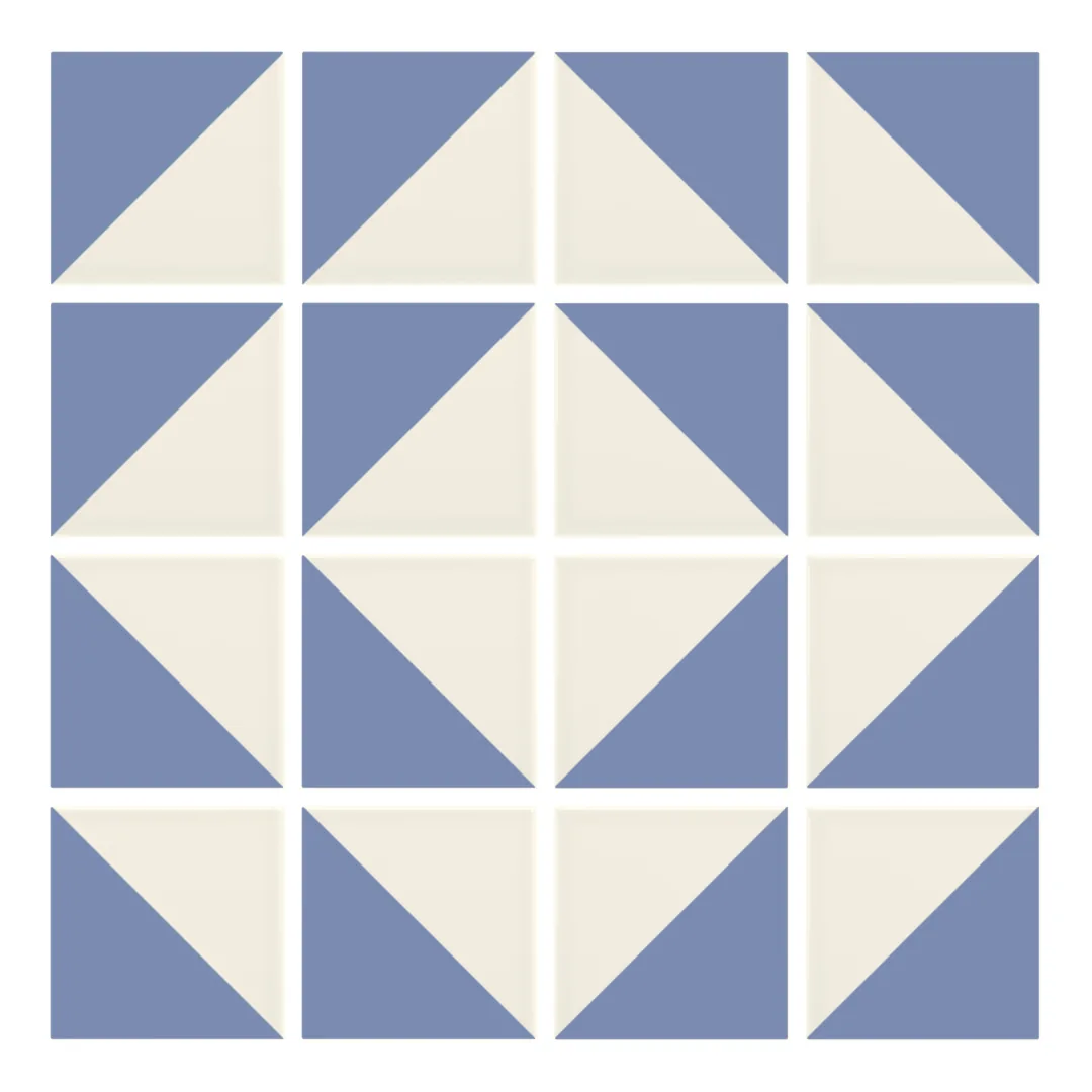 Patrón 7 de colocación de Azulejo Trigone Crema 10x10 Azul Cielo Mate