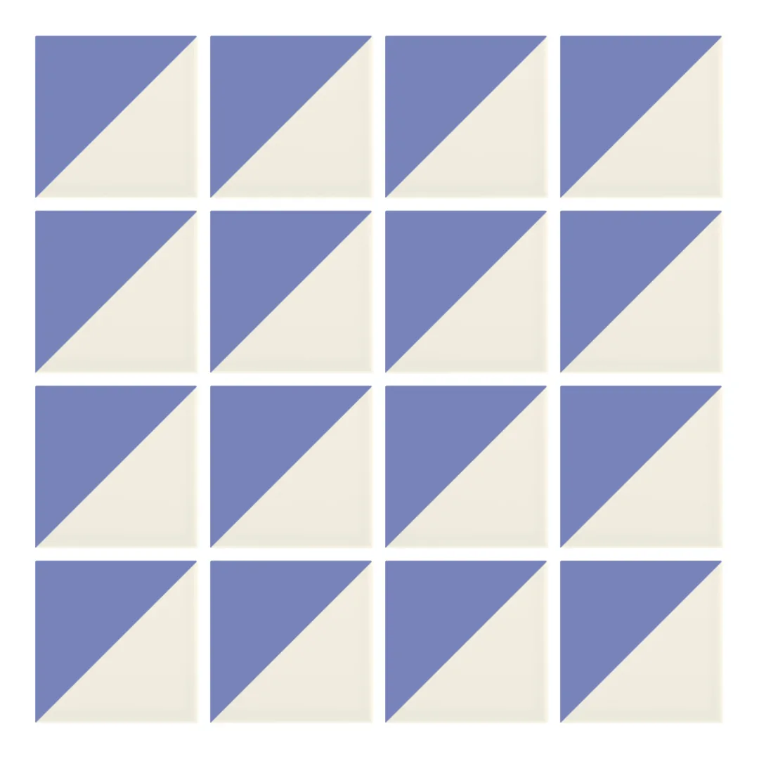 Patrón 1 de colocación de Azulejo Trigone Crema 10x10 Azul Claro Brillo