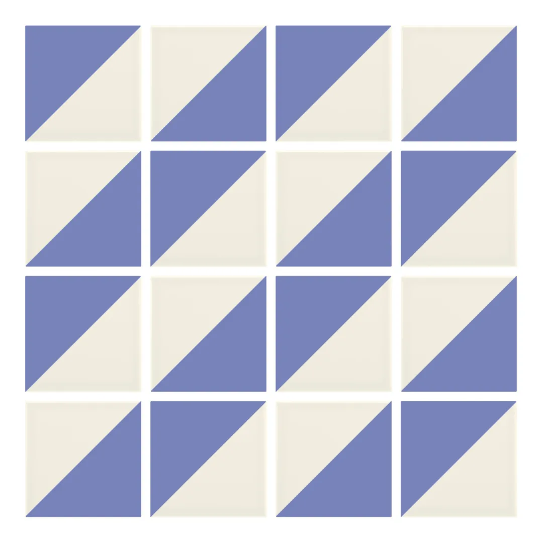 Patrón 2 de colocación de Azulejo Trigone Crema 10x10 Azul Claro Brillo