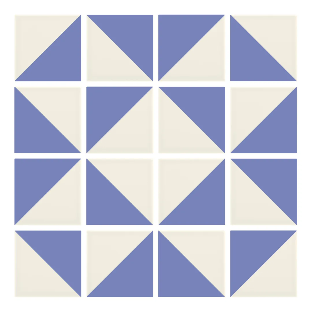 Patrón 3 de colocación de Azulejo Trigone Crema 10x10 Azul Claro Brillo