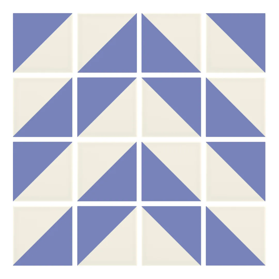 Patrón 4 de colocación de Azulejo Trigone Crema 10x10 Azul Claro Brillo