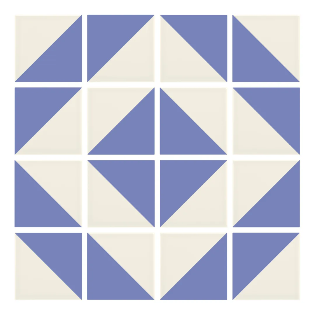 Patrón 5 de colocación de Azulejo Trigone Crema 10x10 Azul Claro Brillo