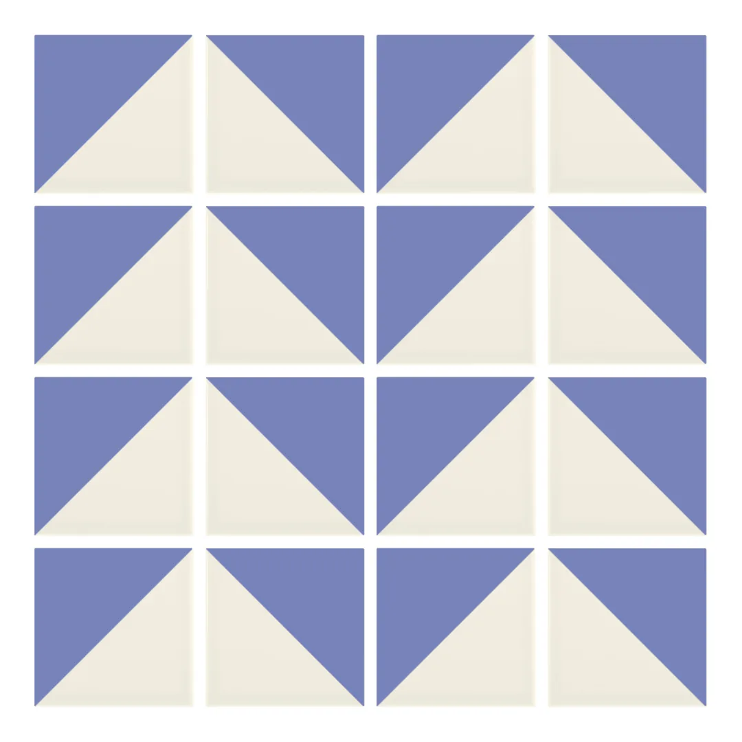Patrón 6 de colocación de Azulejo Trigone Crema 10x10 Azul Claro Brillo
