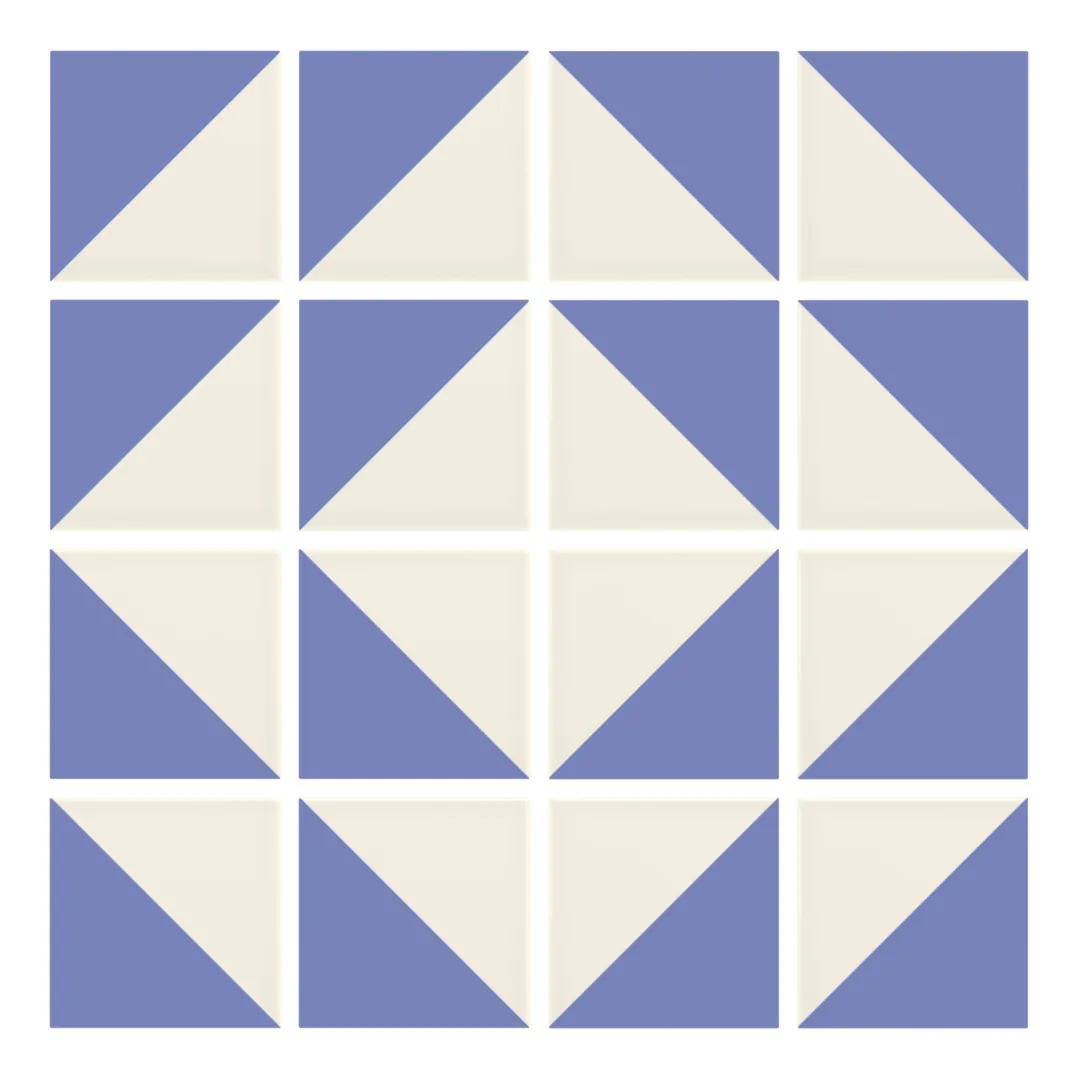 Patrón 7 de colocación de Azulejo Trigone Crema 10x10 Azul Claro Brillo