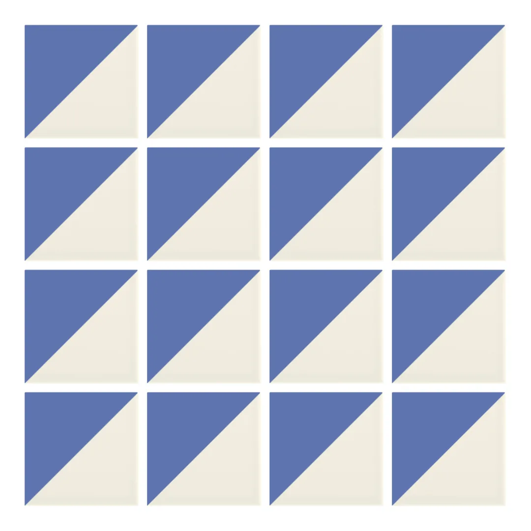 Patrón 1 de colocación de Azulejo Trigone Crema 10x10 Azul Marino Mate