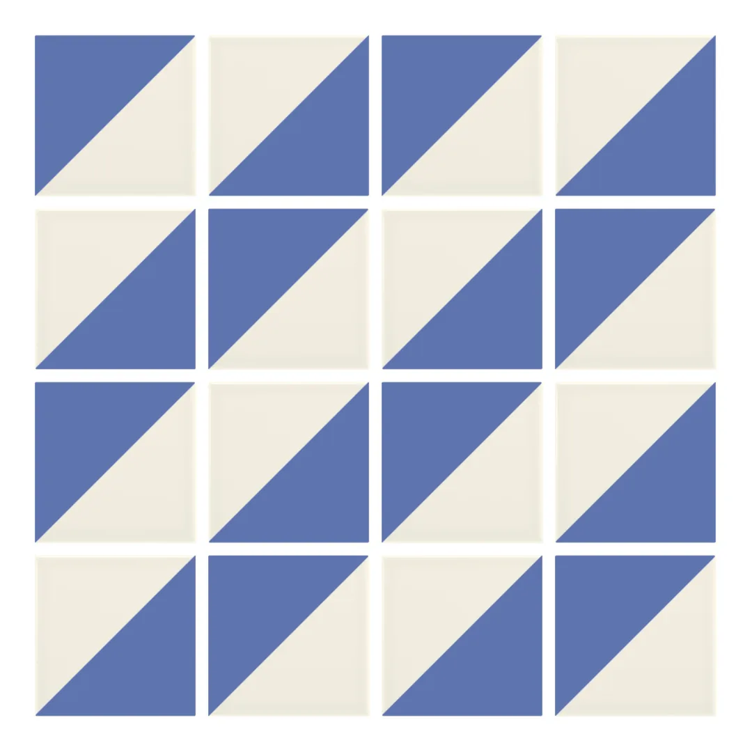 Patrón 2 de colocación de Azulejo Trigone Crema 10x10 Azul Marino Mate