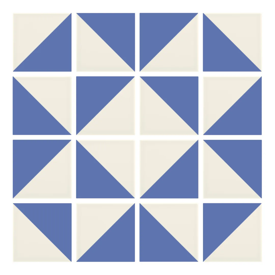 Patrón 3 de colocación de Azulejo Trigone Crema 10x10 Azul Marino Mate