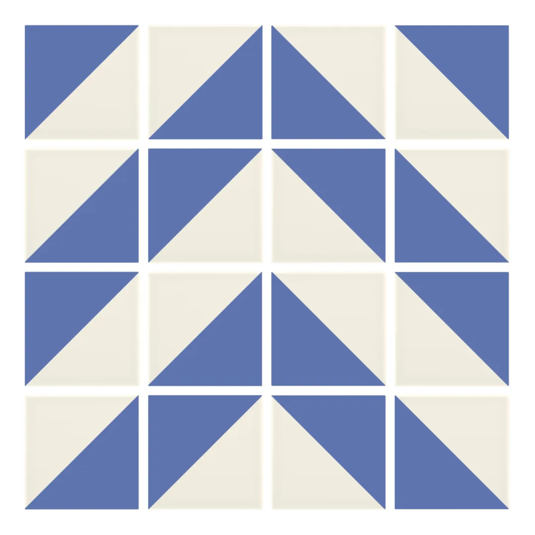 Patrón 4 de colocación de Azulejo Trigone Crema 10x10 Azul Marino Mate