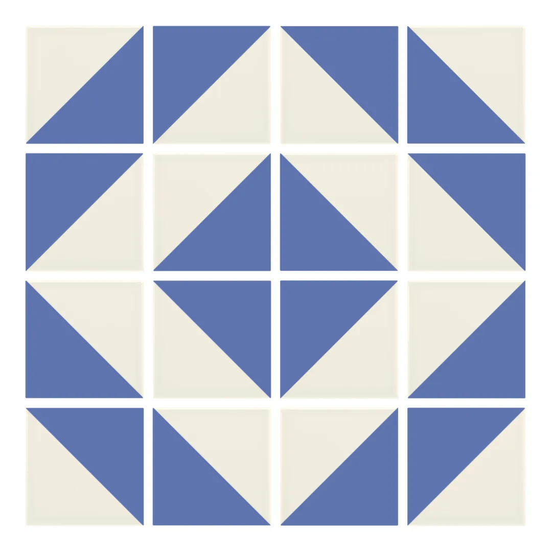 Patrón 5 de colocación de Azulejo Trigone Crema 10x10 Azul Marino Mate
