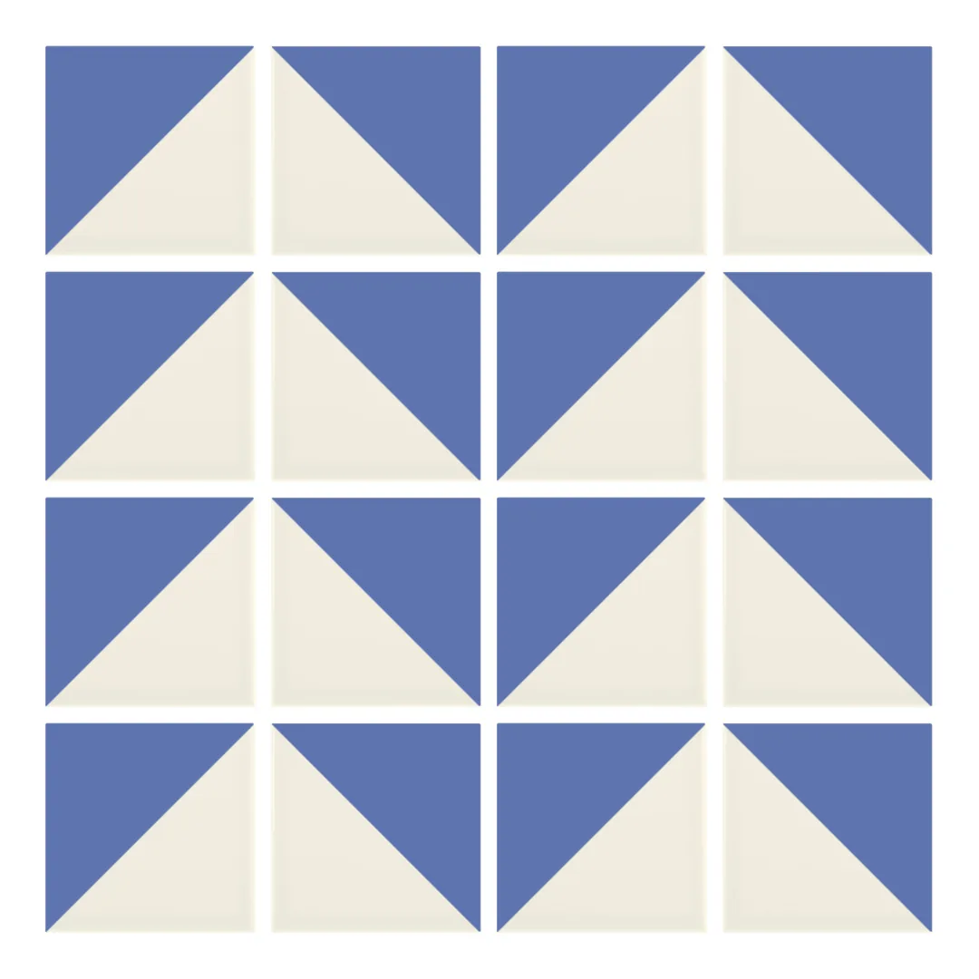 Patrón 6 de colocación de Azulejo Trigone Crema 10x10 Azul Marino Mate
