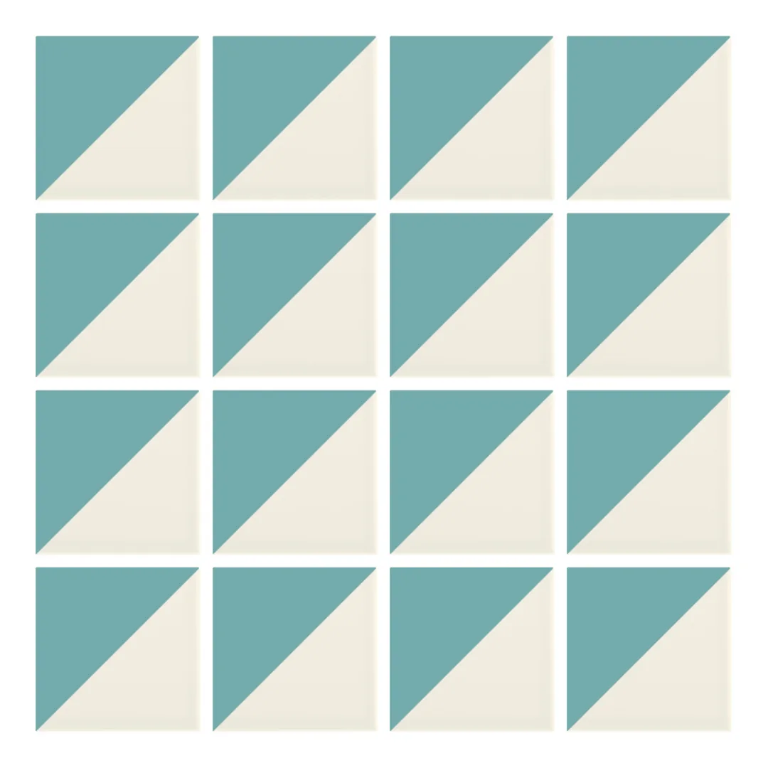Patrón 1 de colocación de Azulejo Trigone Crema 10x10 Azul Océano Brillo