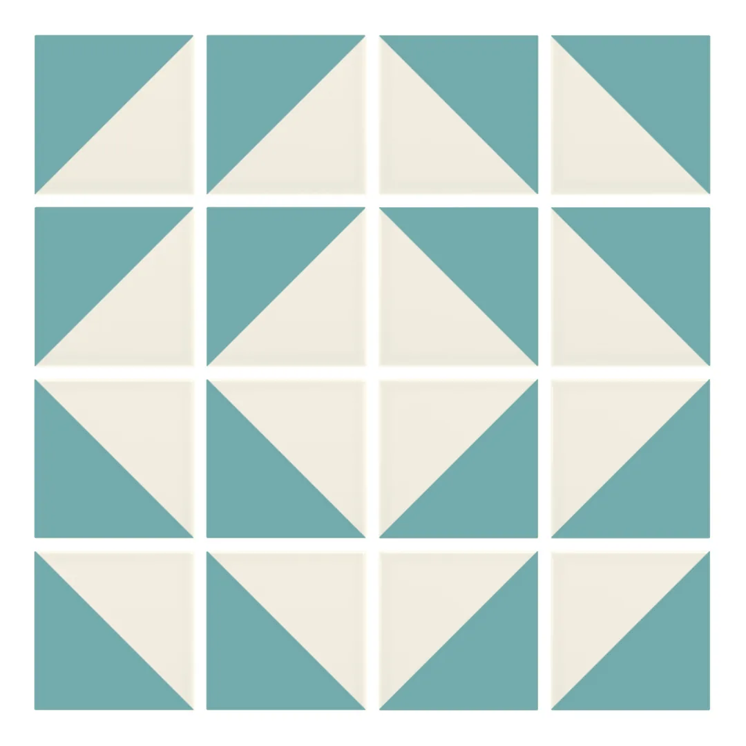 Patrón 7 de colocación de Azulejo Trigone Crema 10x10 Azul Océano Brillo