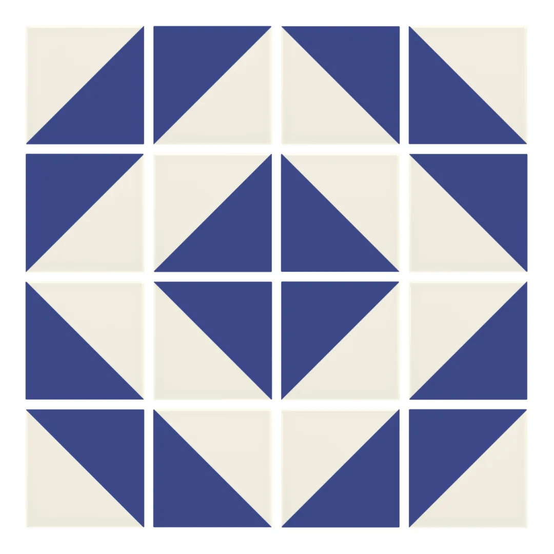 Patrón 5 de colocación de Azulejo Trigone Crema 10x10 Azul Oscuro Brillo