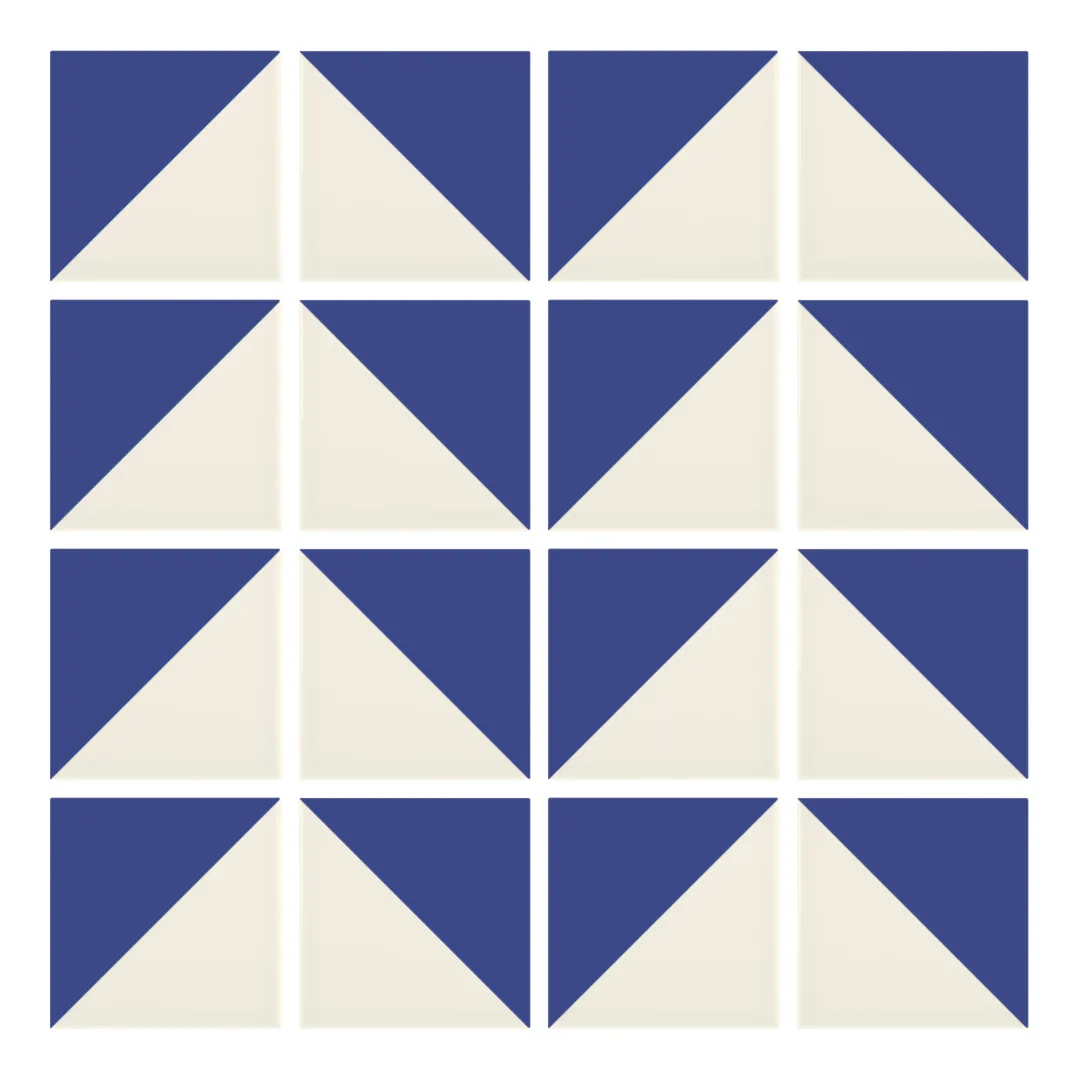 Patrón 6 de colocación de Azulejo Trigone Crema 10x10 Azul Oscuro Brillo