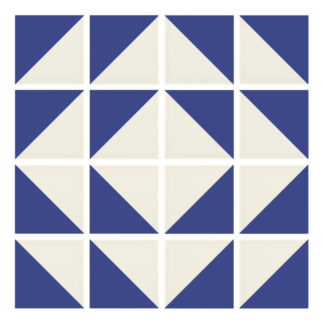 Patrón 7 de colocación de Azulejo Trigone Crema 10x10 Azul Oscuro Brillo