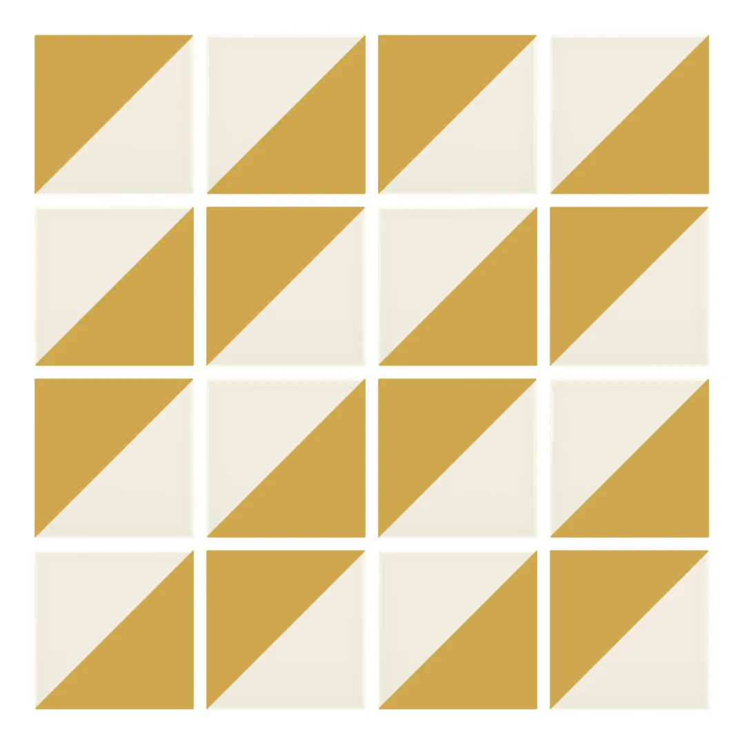 Patrón 2 de colocación de Azulejo Trigone Crema 10x10 Beige Brillo